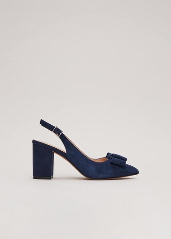 Phase Eight Bow Front Slingback Block Heels Navy Australia | CX2374081